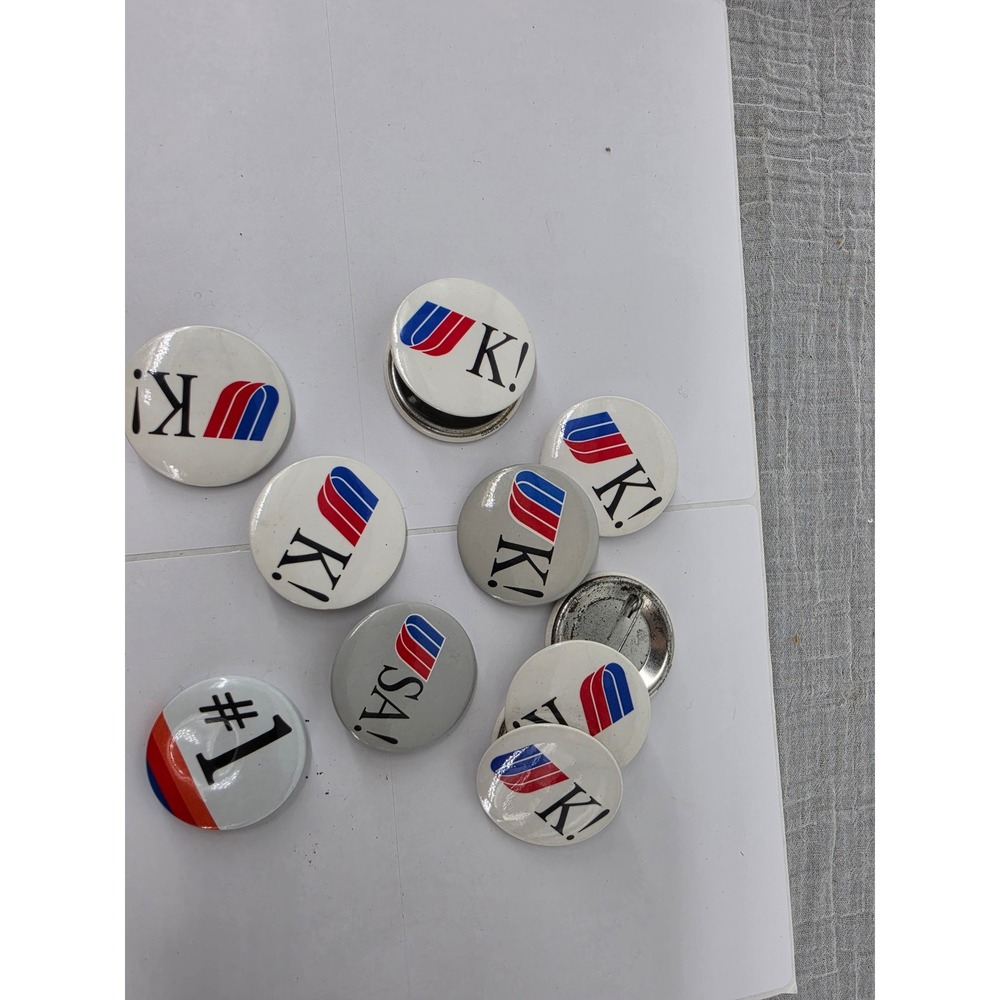 Vintage United Airlines Pinback Button Lot UK USA Tulip Logo Saul Bass 10pc